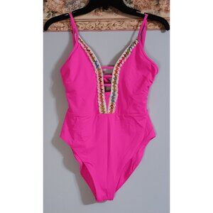 Becca by Rebecca Virtue Medium Pink One Piece Beach Pool Travel Vacation Swimsui
